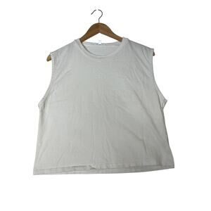 Reformation White 100% Organic Cotton Boxy Muscle Tank Clean Girl sz L Casual